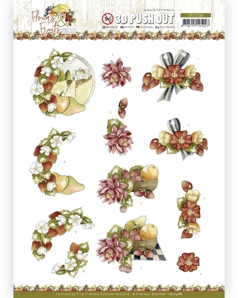 Precious Marieke Precious Marieke - Flowers and Fruits Set Of 4 3D Pushouts