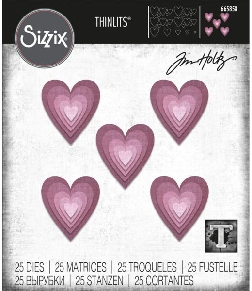 Sizzix Sizzix Thinlits Die Set 25PK - Stacked Tiles, Hearts by Tim Holtz 665858