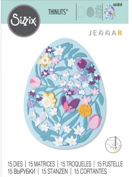 Sizzix Sizzix Thinlits Die Set 15PK - Intricate Floral Easter Egg by Jenna Rushforth 665818