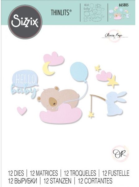 Sizzix Sizzix Thinlits Die Set 12PK - Hello Baby by Olivia Rose 665805
