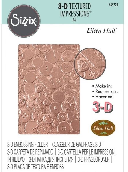 Sizzix Sizzix 3-D Textured Impressions Embossing Folder - Vintage Buttons by Eileen Hull 665728