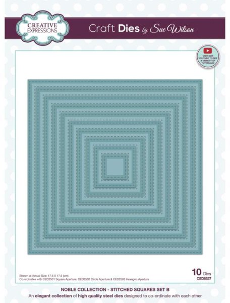 Creative Expressions Sue Wilson Noble Collection Stitched Squares Set B Craft Die
