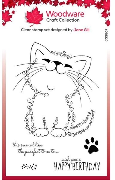 Woodware Woodware Clear Singles Fuzzie Friends Kati The Kitten 4 in x 6 in Stamp