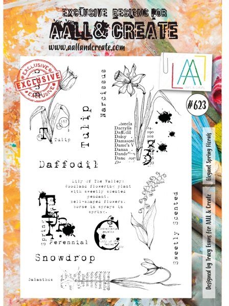 Aall & Create Aall & Create A4 Stamp #623 - Elegant Spring Florals