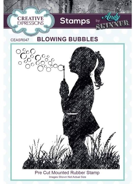 Creative Expressions Creative Expressions Andy Skinner Blowing Bubbles 3.2 in x 4 in Rubber Stamp