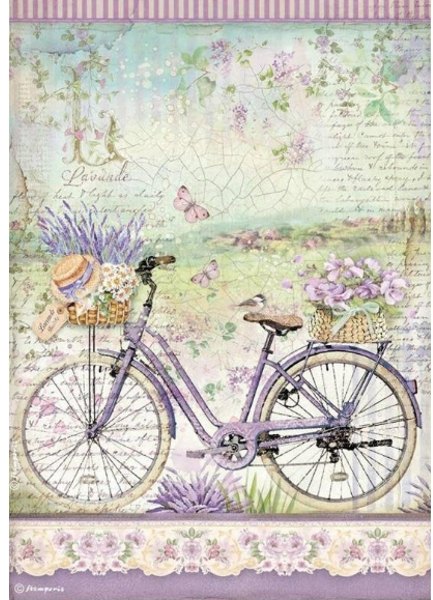 Stamperia Stamperia A4 Rice paper packed - Provence bicycle – 5 for £9.99 DFSA4671