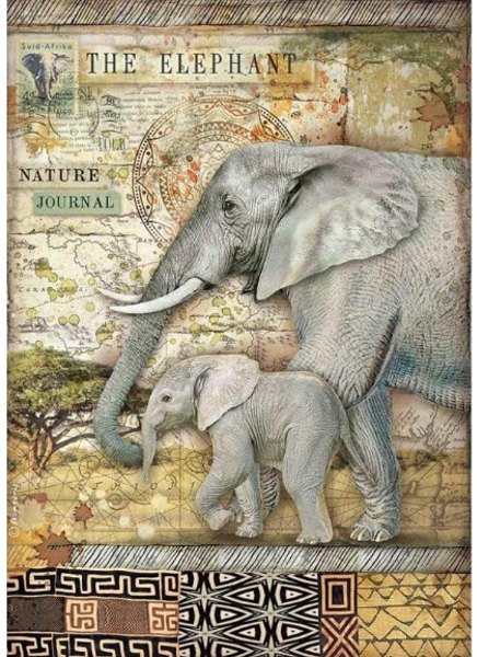 Stamperia Stamperia A4 Rice paper packed - Savana The elephant  – 5 for £9.99 DFSA4684