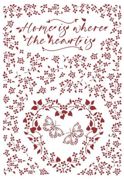 Stamperia Stamperia 21x19.7cm Stencil - Provence Home is where the heart is KSG490