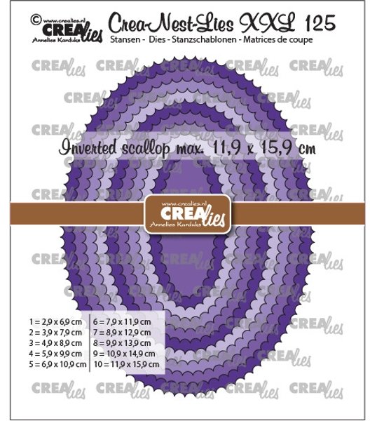 Crealies Crea-Nest-Lies XXL Dies No. 125, Ovals With Inverted Scallop CLNestXXL125