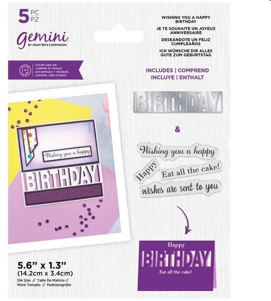 Crafter's Companion Gemini - Stamp & Die - Wishing You a Happy BIRTHDAY GEM-STD-WYAHB