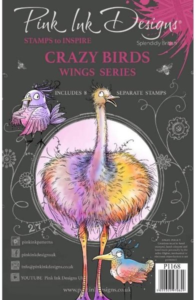 Pink Ink Pink Ink Designs Crazy Birds 6 in x 8 in Clear Stamp Set