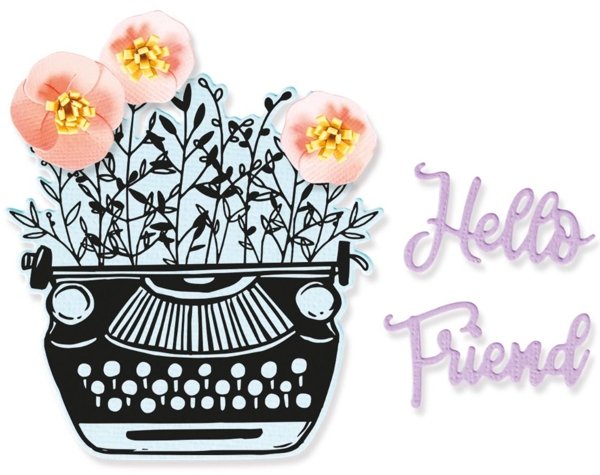 Sizzix Sizzix Framelits Die with Stamp - Hello Typewriter by Jen Long 665321