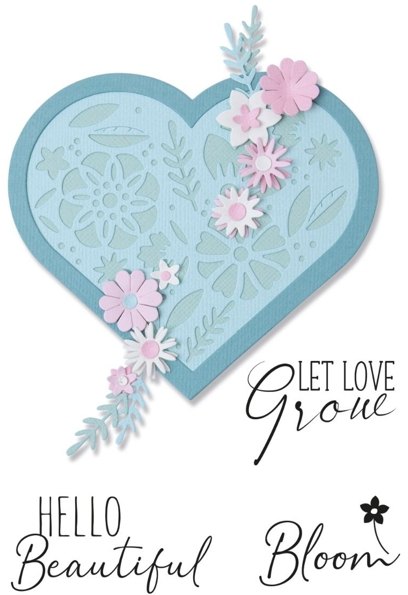 Sizzix Sizzix Framelits Die with Stamp - Blooming Heart by Olivia Rose 665652