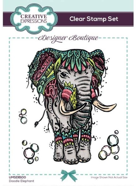 Creative Expressions Creative Expressions Designer Boutique Doodle Elephant 6 in x 4 in Clear Stamp Set