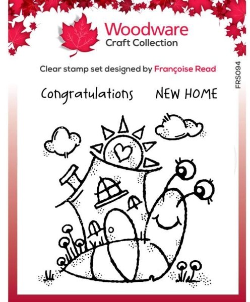 Woodware Woodware Clear Singles Happy House Snail 4 in x 4 in Stamp