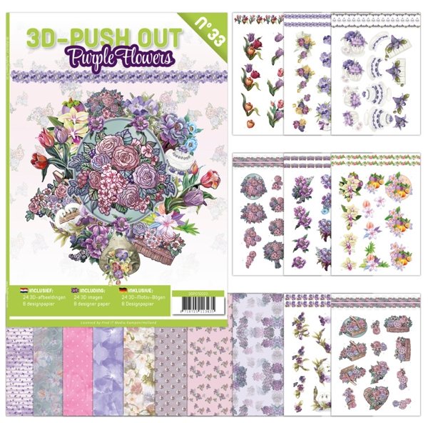 Find It Media 3D Push Out book 33 - Purple Flowers