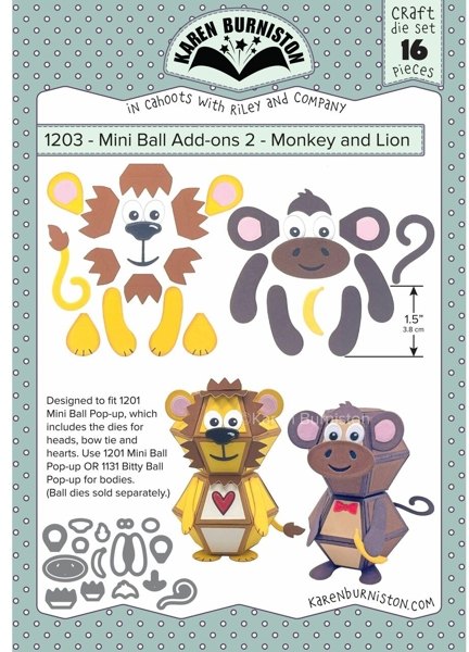Karen Burniston Karen Burniston Mini Ball Add-ons 2 - Monkey and Lion 1203