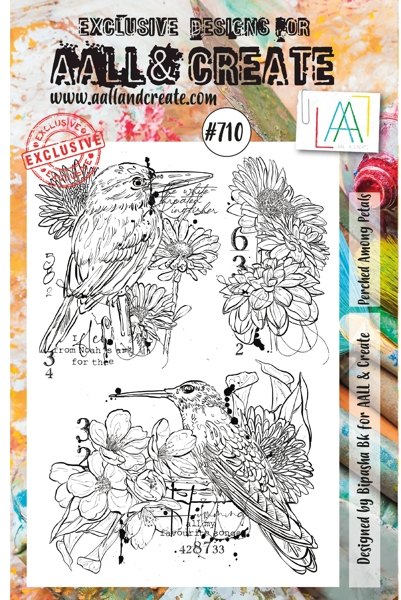 Aall & Create Aall & Create - A5 Stamp #710 - Perched Among Petals