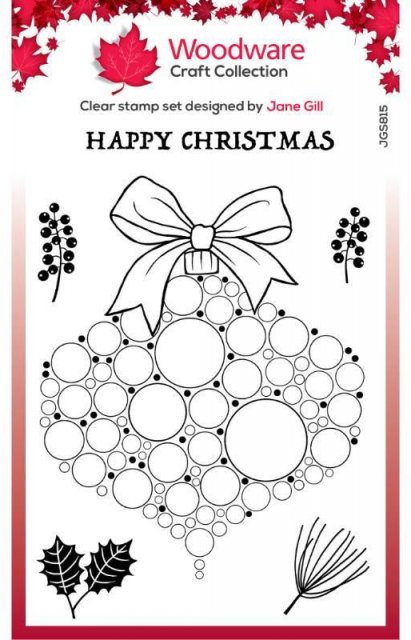 Woodware Woodware Clear Singles Big Bubble Bauble – Twigs & Berries 4 in x 6 in Stamp