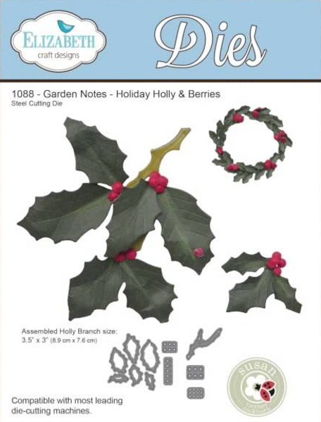 Elizabeth Crafts Elizabeth Crafts Garden Notes Holiday Holly & Berries Die 1088