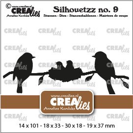 Crealies Crealies Silhouetzz Dies no. 9, Two Birds and a Nest on a Branch CLSH09