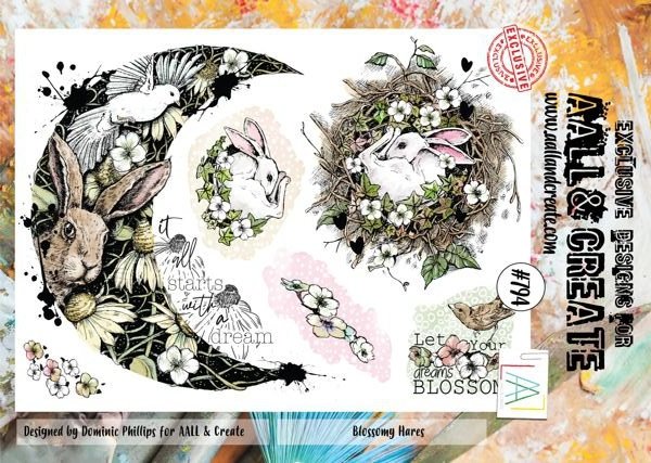 Aall & Create Aall & Create - A4 Stamp #794 - Blossomy Hares