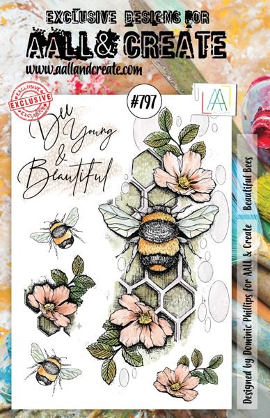 Aall & Create Aall & Create - A5 Stamp #797 - Beautiful Bees