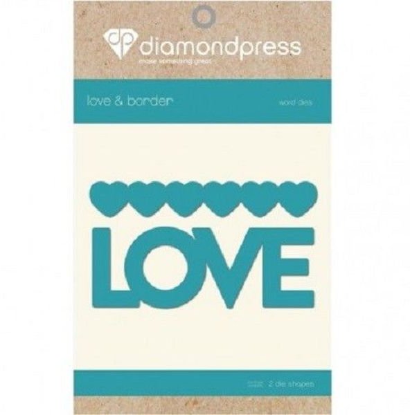 Diamond Press Word Dies - Love and Hearts Border