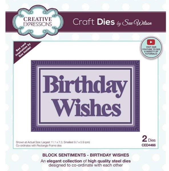 Creative Expressions Creative Expressions Sue Wilson Block Sentiments Birthday Wishes Craft Die