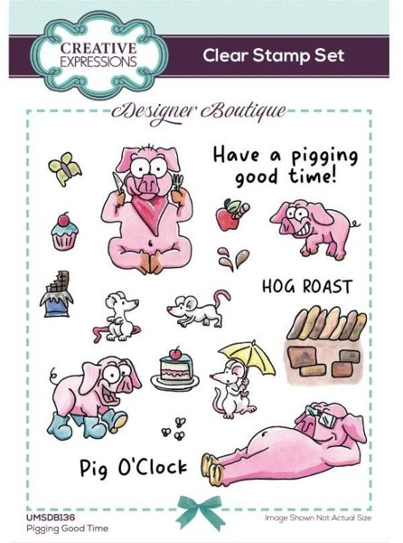 Creative Expressions Creative Expressions Designer Boutique Pigging Good Time 6 in x 4 in Clear Stamp Set