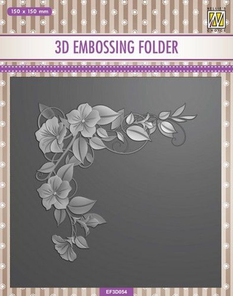 Nellie Snellen Nellie Snellen 3D Embossing Folder - Flowers Corner 1 EF3D054