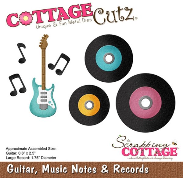 Cottage Cutz Cottage Cutz Guitar, Music Notes & Records Die