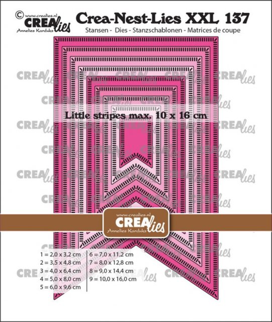 Crealies Crea-Nest-Lies XXL Dies no. 137, Fishtail Banner With Small Stripes CLNESTXXL137