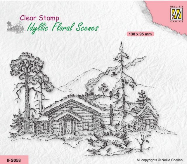 Nellie Snellen Nellie Snellen • Idyllic Floral Scenes Clear Stamps Wintery Scene with House IFS058