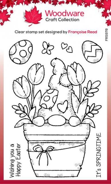Woodware Woodware Clear Singles Flower Pot Gnome 4 in x 6 in Stamp