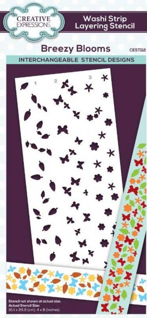 Creative Expressions Creative Expressions Breezy Blooms Washi Strip Layering Stencil 4 in x 8 in (10.0 x 20.3 cm)