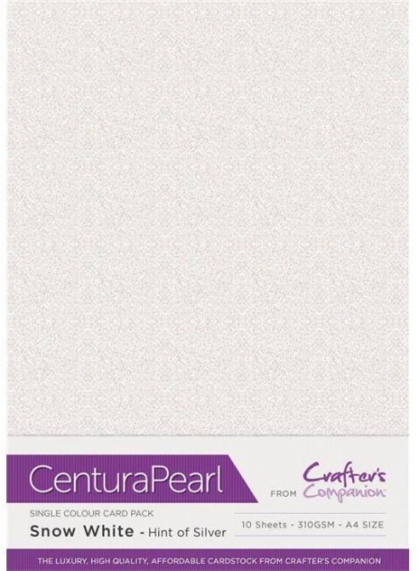 Crafter's Companion Crafters Companion Centura Pearl Snow White Hint of Silver A4 Printable Card Pack - 10 Sheets
