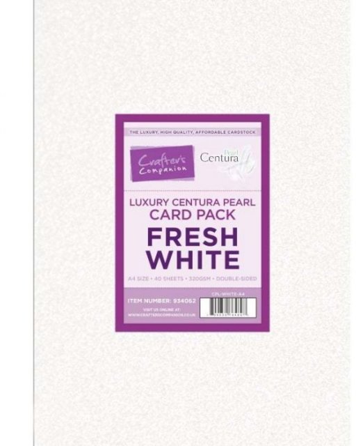 Crafter's Companion Crafters Companion Centura Pearl Fresh White Luxury Double Sided A4 Card Pack - 40 sheets