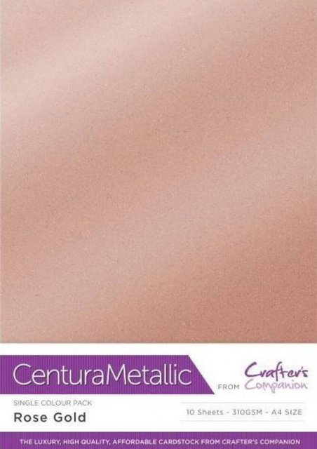 Crafter's Companion Crafters Companion Centura Pearl Metallic A4 Single Colour 10 Sheet Pack - Rose Gold