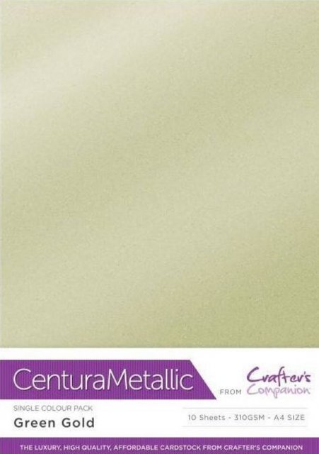 Crafter's Companion Crafters Companion Centura Pearl Metallic A4 Single Colour 10 Sheet Pack - Green Gold