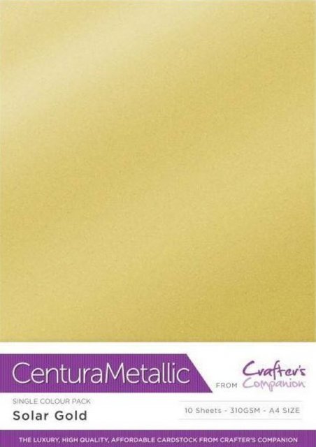 Crafter's Companion Crafters Companion Centura Pearl Metallic A4 Single Colour 10 Sheet Pack - Solar Gold