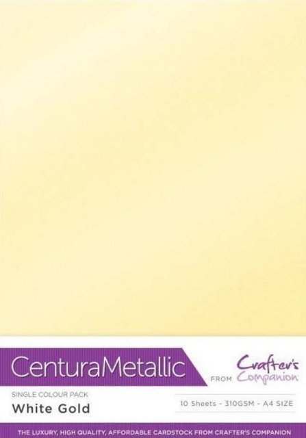 Crafter's Companion Crafters Companion Centura Pearl Metallic A4 Single Colour 10 Sheet Pack - White Gold