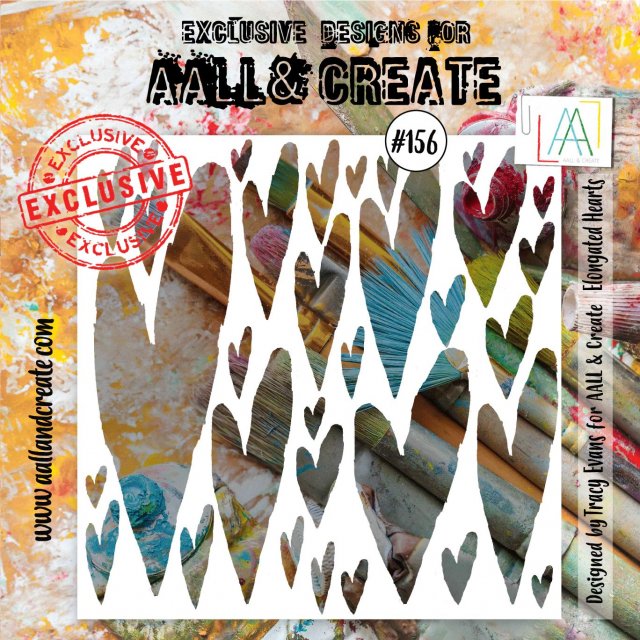 Aall & Create Aall & Create 6x6 Stencil - Elongated Hearts #156
