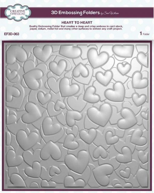 Creative Expressions Creative Expressions Heart To Heart 8 in x 8 in 3D Embossing Folder