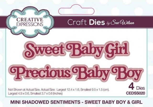 Creative Expressions Creative Expressions Sue Wilson Mini Shadowed Sentiments Sweet Baby Boy & Girl Craft Die