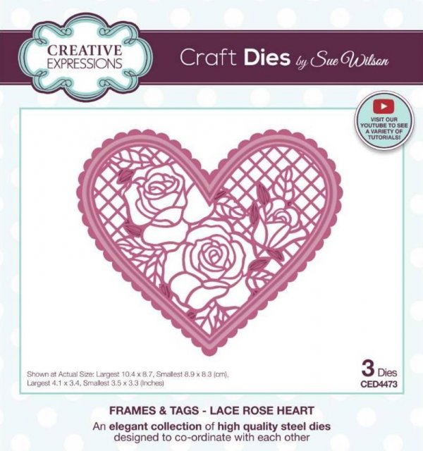 Creative Expressions Creative Expressions Sue Wilson Frames & Tags Lace Rose Heart Craft Die