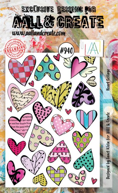 Aall & Create Aall & Create A6 STAMP SET - HEART COLLAGE #940