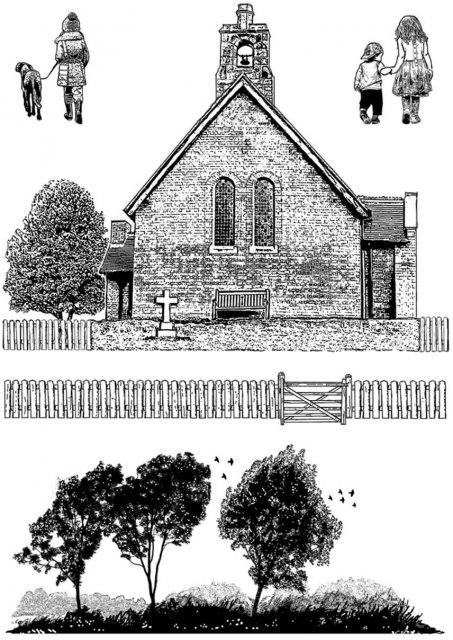 Crafty Individuals Crafty Individuals 'Red Brick Church' Red Rubber Stamp CI-623