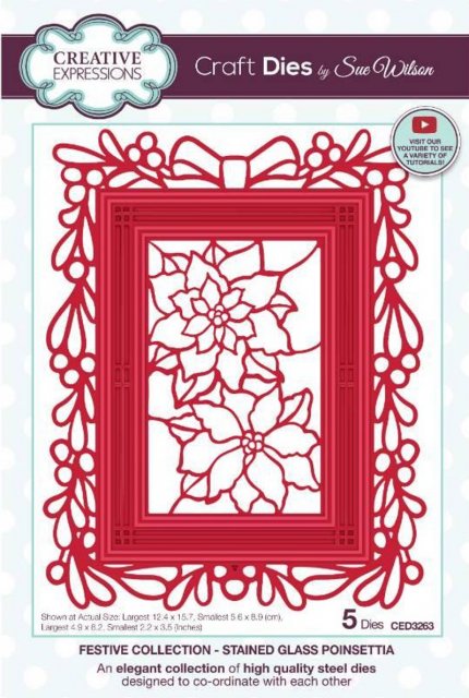 Creative Expressions Creative Expressions Sue Wilson Festive Stained Glass Poinsettia Craft Die
