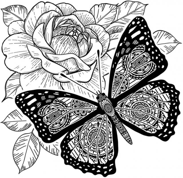 Crafty Individuals Crafty Individuals 'Butterfly and Rose' Red Rubber Stamp CI-606